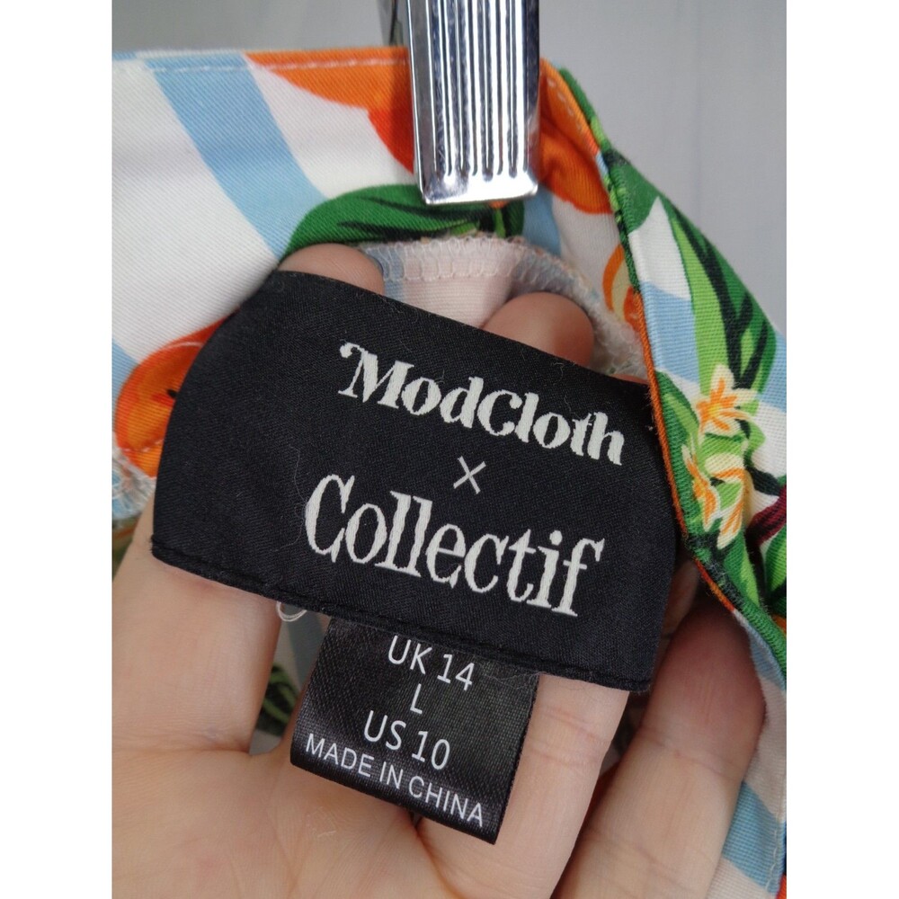 ModCloth Collectif Orange Print Stripe Midi Skirt Sz Large (10) Rockabilly Retro - Picture 6 of 6
